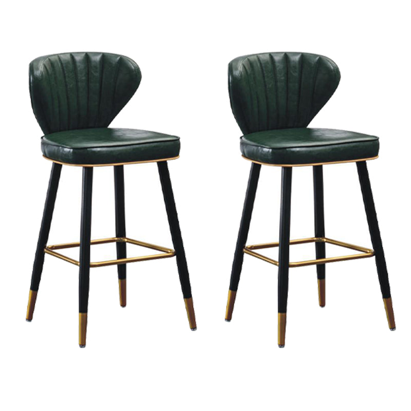 Modern Metal Barstool Faux Leather Counter Stool with Iorn 4 Legs Blackish Green 2 Piece Set Clearhalo 'Bar Furniture' 'Bar Stools' 'bar_stools' 'furn' 'furn_bar_stools' 'Furniture' 'Kitchen & Dining Furniture' 5639099