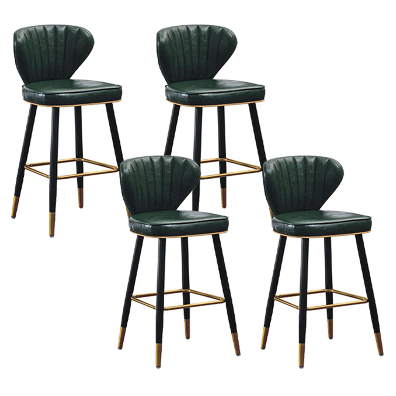 Modern Metal Barstool Faux Leather Counter Stool with Iorn 4 Legs Blackish Green 4 Piece Set Clearhalo 'Bar Furniture' 'Bar Stools' 'bar_stools' 'furn' 'furn_bar_stools' 'Furniture' 'Kitchen & Dining Furniture' 5639100