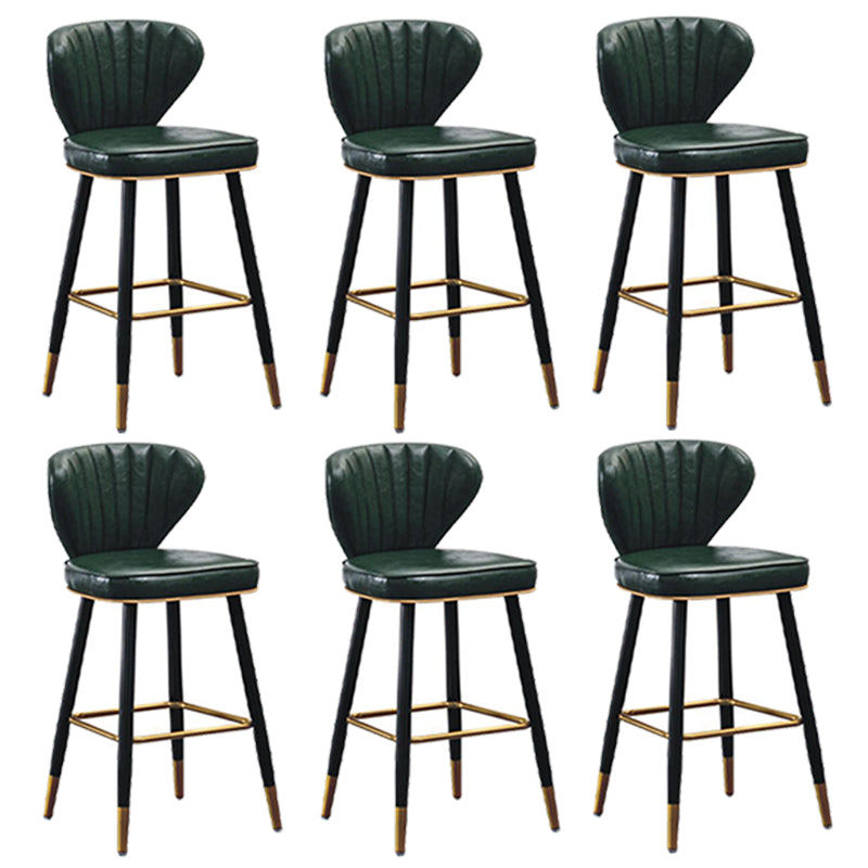 Modern Metal Barstool Faux Leather Counter Stool with Iorn 4 Legs Blackish Green 6 Piece Set Clearhalo 'Bar Furniture' 'Bar Stools' 'bar_stools' 'furn' 'furn_bar_stools' 'Furniture' 'Kitchen & Dining Furniture' 5639101