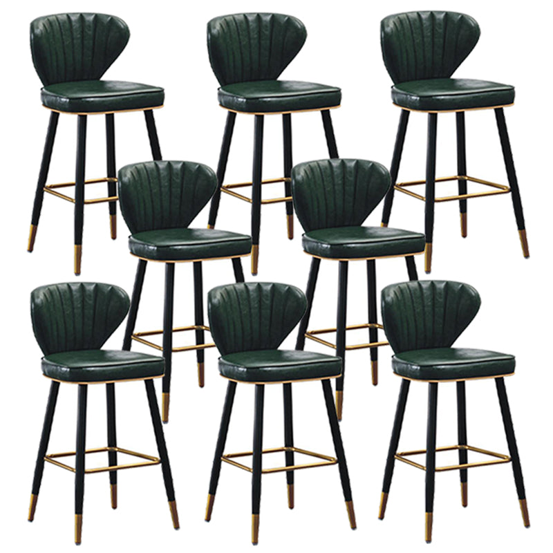 Modern Metal Barstool Faux Leather Counter Stool with Iorn 4 Legs Blackish Green 8 Piece Set Clearhalo 'Bar Furniture' 'Bar Stools' 'bar_stools' 'furn' 'furn_bar_stools' 'Furniture' 'Kitchen & Dining Furniture' 5639102