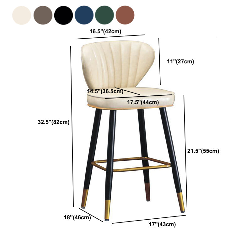 Modern Metal Barstool Faux Leather Counter Stool with Iorn 4 Legs Clearhalo 'Bar Furniture' 'Bar Stools' 'bar_stools' 'furn' 'furn_bar_stools' 'Furniture' 'Kitchen & Dining Furniture' 5639109