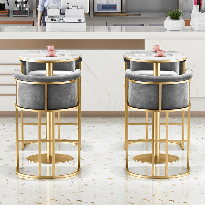 Glam Fabric Counter Stool Luxury Furniture with Gold Legs in Matte Finish for Indoor