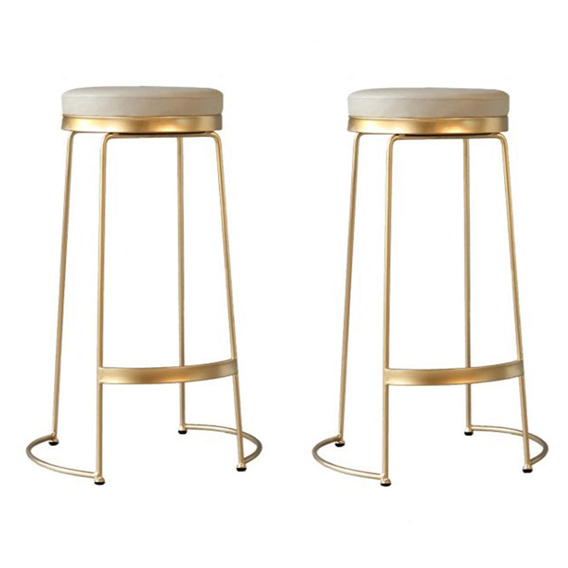 Contemporary Metal Barstool Faux Leather Backless Counter Stool with Iorn 4 Legs 2 Piece Set Clearhalo 'Bar Furniture' 'Bar Stools' 'bar_stools' 'furn' 'furn_bar_stools' 'Furniture' 'Kitchen & Dining Furniture' 5639132