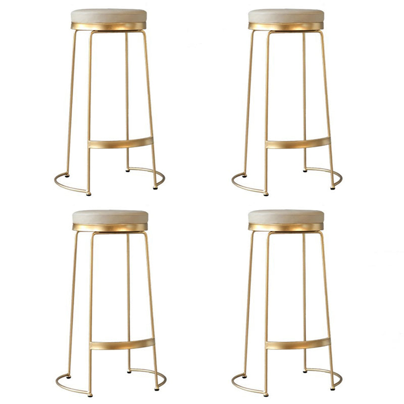 Contemporary Metal Barstool Faux Leather Backless Counter Stool with Iorn 4 Legs 4 Piece Set Clearhalo 'Bar Furniture' 'Bar Stools' 'bar_stools' 'furn' 'furn_bar_stools' 'Furniture' 'Kitchen & Dining Furniture' 5639133