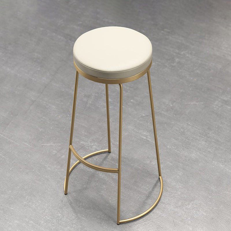 Contemporary Metal Barstool Faux Leather Backless Counter Stool with Iorn 4 Legs Clearhalo 'Bar Furniture' 'Bar Stools' 'bar_stools' 'furn' 'furn_bar_stools' 'Furniture' 'Kitchen & Dining Furniture' 5639134