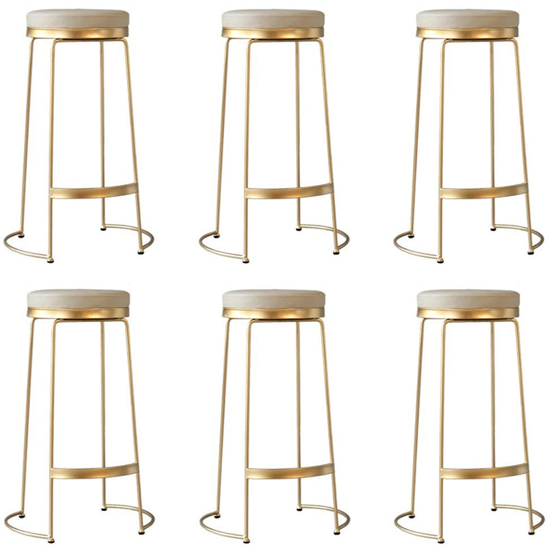 Contemporary Metal Barstool Faux Leather Backless Counter Stool with Iorn 4 Legs 6 Piece Set Clearhalo 'Bar Furniture' 'Bar Stools' 'bar_stools' 'furn' 'furn_bar_stools' 'Furniture' 'Kitchen & Dining Furniture' 5639135