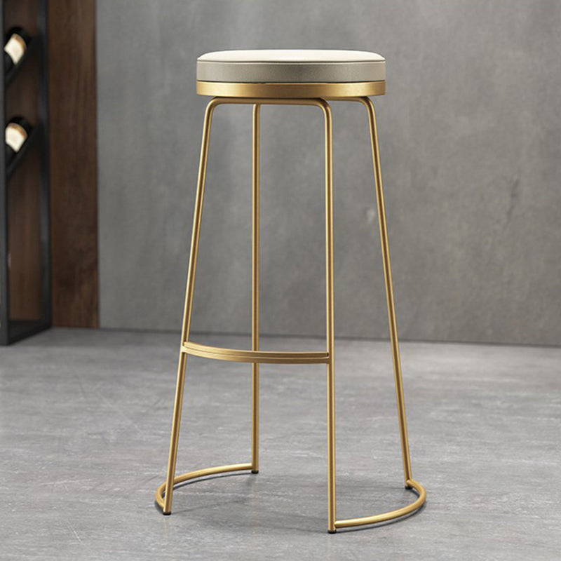 Contemporary Metal Barstool Faux Leather Backless Counter Stool with Iorn 4 Legs Clearhalo 'Bar Furniture' 'Bar Stools' 'bar_stools' 'furn' 'furn_bar_stools' 'Furniture' 'Kitchen & Dining Furniture' 5639136
