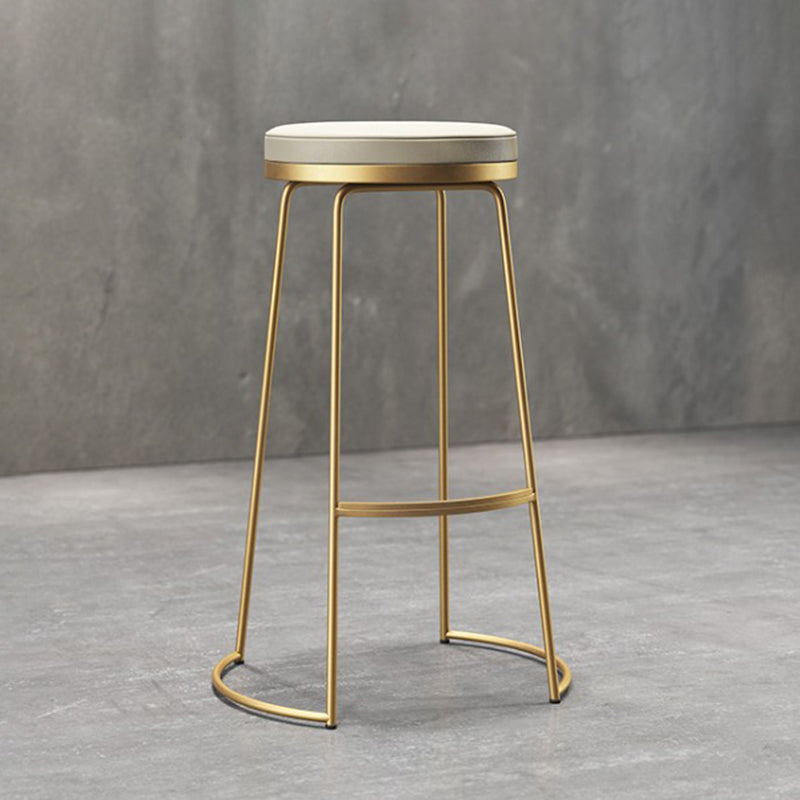 Contemporary Metal Barstool Faux Leather Backless Counter Stool with Iorn 4 Legs 1 Piece Clearhalo 'Bar Furniture' 'Bar Stools' 'bar_stools' 'furn' 'furn_bar_stools' 'Furniture' 'Kitchen & Dining Furniture' 5639137