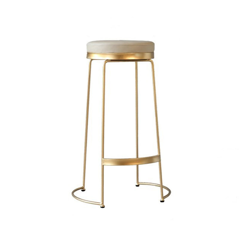 Contemporary Metal Barstool Faux Leather Backless Counter Stool with Iorn 4 Legs Clearhalo 'Bar Furniture' 'Bar Stools' 'bar_stools' 'furn' 'furn_bar_stools' 'Furniture' 'Kitchen & Dining Furniture' 5639139