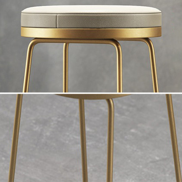 Contemporary Metal Barstool Faux Leather Backless Counter Stool with Iorn 4 Legs Clearhalo 'Bar Furniture' 'Bar Stools' 'bar_stools' 'furn' 'furn_bar_stools' 'Furniture' 'Kitchen & Dining Furniture' 5639141