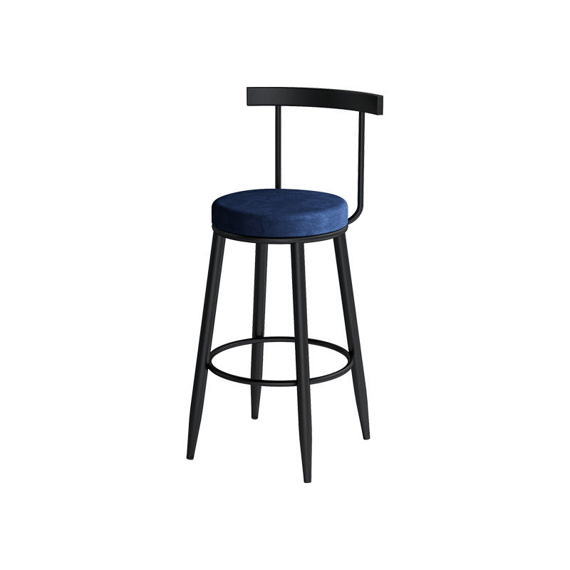 Contemporary Metal Barstool Fabric Upholstered Counter Stool in Matte Finish for Indoor