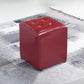 Contemporary Tufted Ottoman Water Resistant Leather Foot Stool Square Ottoman Red 1 Piece Clearhalo 'furn' 'furn_ottomans_poufs' 'Furniture' 'Living Room Furniture' 'Ottomans & Poufs' 'ottomans_poufs' 5639210