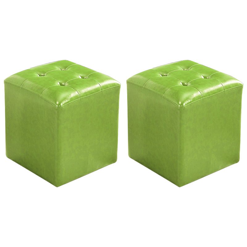 Contemporary Tufted Ottoman Water Resistant Leather Foot Stool Square Ottoman Green Clearhalo 'furn' 'furn_ottomans_poufs' 'Furniture' 'Living Room Furniture' 'Ottomans & Poufs' 'ottomans_poufs' 5639213