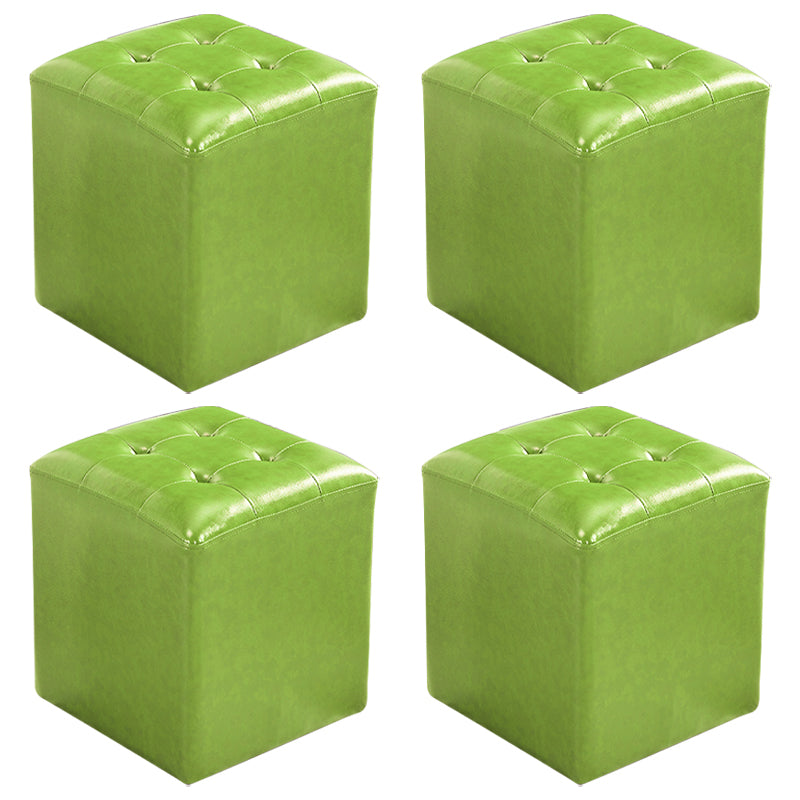 Contemporary Tufted Ottoman Water Resistant Leather Foot Stool Square Ottoman Green 4 Piece Set Clearhalo 'furn' 'furn_ottomans_poufs' 'Furniture' 'Living Room Furniture' 'Ottomans & Poufs' 'ottomans_poufs' 5639214