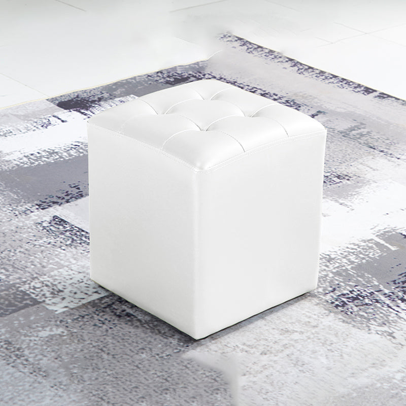 Contemporary Tufted Ottoman Water Resistant Leather Foot Stool Square Ottoman White 1 Piece Clearhalo 'furn' 'furn_ottomans_poufs' 'Furniture' 'Living Room Furniture' 'Ottomans & Poufs' 'ottomans_poufs' 5639215