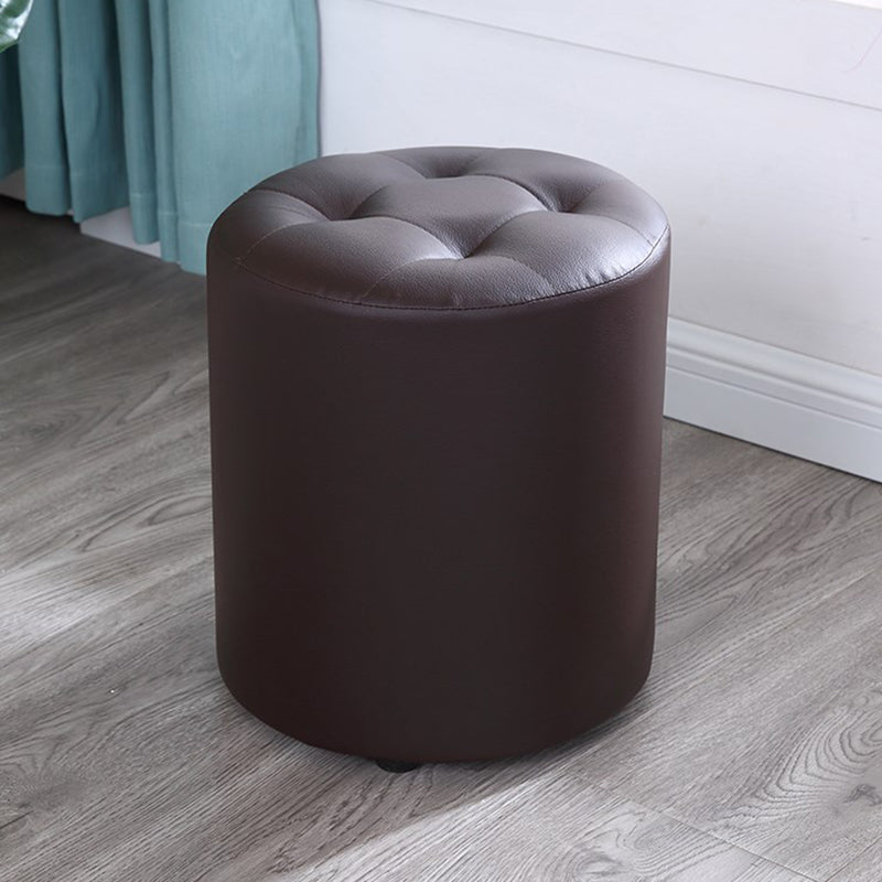 Modern Cylinder Shape Boucle Pouf Plain PU Leather Tufted Ottoman Footrest Clearhalo 'furn' 'furn_ottomans_poufs' 'Furniture' 'Living Room Furniture' 'Ottomans & Poufs' 'ottomans_poufs' 5639234
