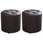 Modern Cylinder Shape Boucle Pouf Plain PU Leather Tufted Ottoman Footrest 13"L x 13"W x 11"H Brown 2 Piece Set Clearhalo 'furn' 'furn_ottomans_poufs' 'Furniture' 'Living Room Furniture' 'Ottomans & Poufs' 'ottomans_poufs' 5639258