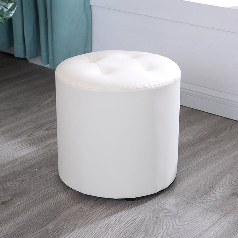 Modern Cylinder Shape Boucle Pouf Plain PU Leather Tufted Ottoman Footrest Clearhalo 'furn' 'furn_ottomans_poufs' 'Furniture' 'Living Room Furniture' 'Ottomans & Poufs' 'ottomans_poufs' 5639259