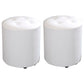 Modern Cylinder Shape Boucle Pouf Plain PU Leather Tufted Ottoman Footrest 13"L x 13"W x 14"H White 2 Piece Set Clearhalo 'furn' 'furn_ottomans_poufs' 'Furniture' 'Living Room Furniture' 'Ottomans & Poufs' 'ottomans_poufs' 5639280