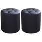 Modern Cylinder Shape Boucle Pouf Plain PU Leather Tufted Ottoman Footrest 13"L x 13"W x 14"H Black 2 Piece Set Clearhalo 'furn' 'furn_ottomans_poufs' 'Furniture' 'Living Room Furniture' 'Ottomans & Poufs' 'ottomans_poufs' 5639286