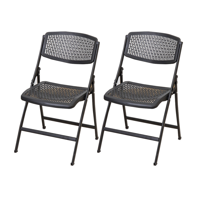 Modern Armless Conference Chair Plastic No Wheels Office Chair Black 2 Piece Set Clearhalo 'furn' 'furn_office_chair' 'Furniture' 'Office Chairs' 'Office Furniture' 'office_chair' 5639921