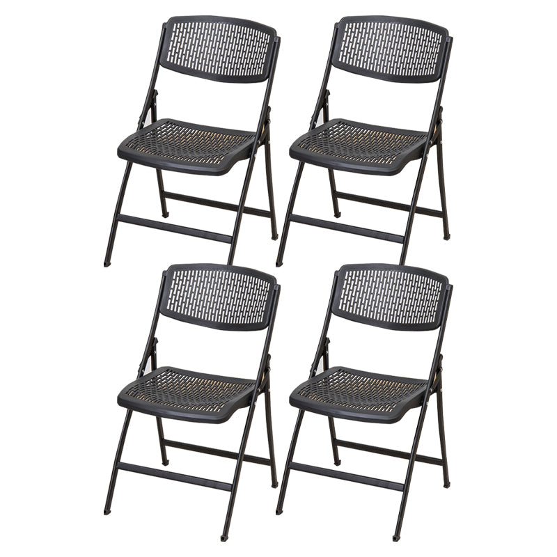 Modern Armless Conference Chair Plastic No Wheels Office Chair Black 4 Piece Set Clearhalo 'furn' 'furn_office_chair' 'Furniture' 'Office Chairs' 'Office Furniture' 'office_chair' 5639922