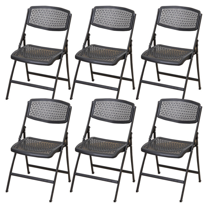 Modern Armless Conference Chair Plastic No Wheels Office Chair Black 6 Piece Set Clearhalo 'furn' 'furn_office_chair' 'Furniture' 'Office Chairs' 'Office Furniture' 'office_chair' 5639924