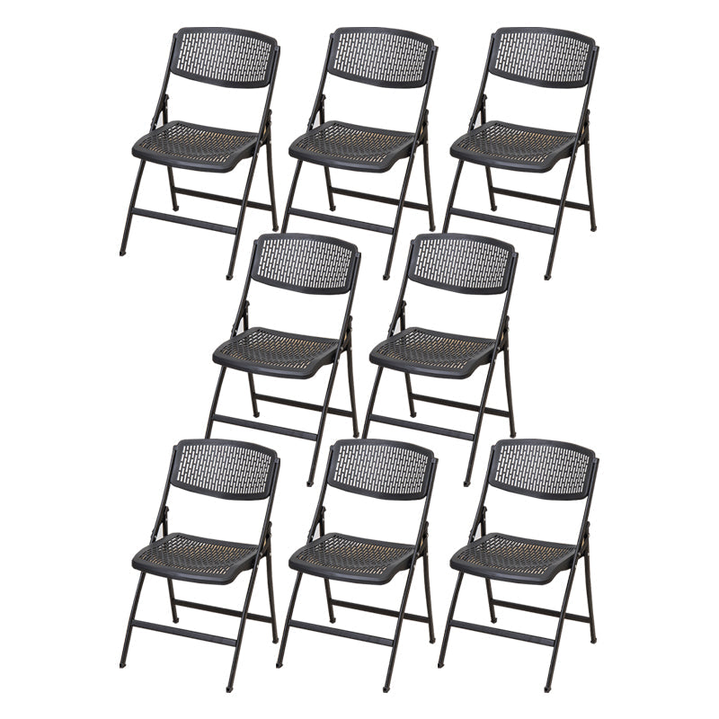 Modern Armless Conference Chair Plastic No Wheels Office Chair Black 8 Piece Set Clearhalo 'furn' 'furn_office_chair' 'Furniture' 'Office Chairs' 'Office Furniture' 'office_chair' 5639927