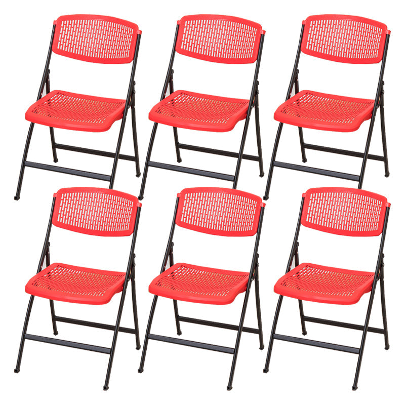 Modern Armless Conference Chair Plastic No Wheels Office Chair Red 6 Piece Set Clearhalo 'furn' 'furn_office_chair' 'Furniture' 'Office Chairs' 'Office Furniture' 'office_chair' 5639946