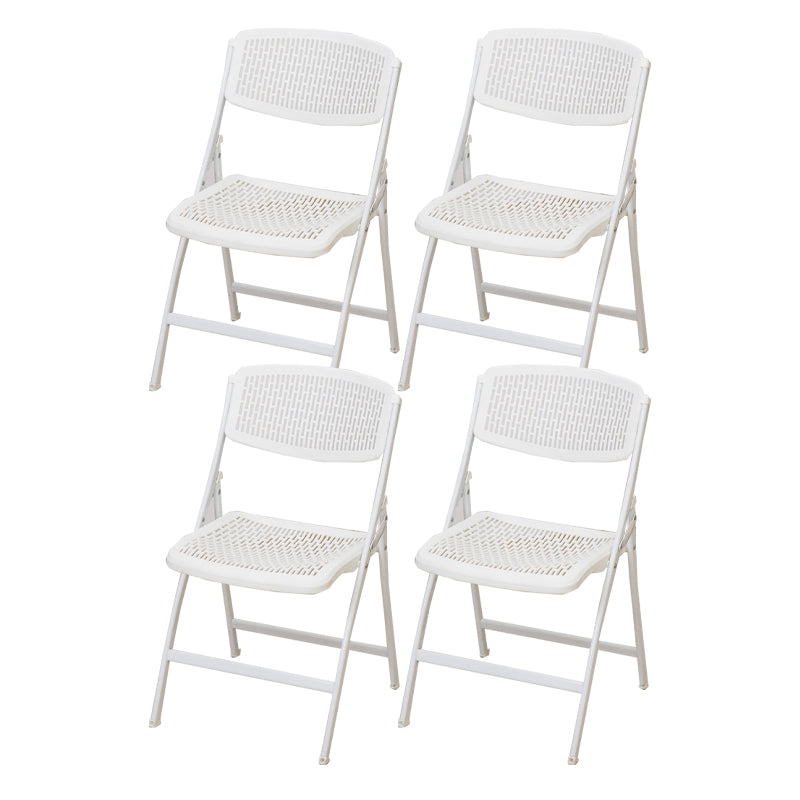 Modern Armless Conference Chair Plastic No Wheels Office Chair White 4 Piece Set Clearhalo 'furn' 'furn_office_chair' 'Furniture' 'Office Chairs' 'Office Furniture' 'office_chair' 5639949