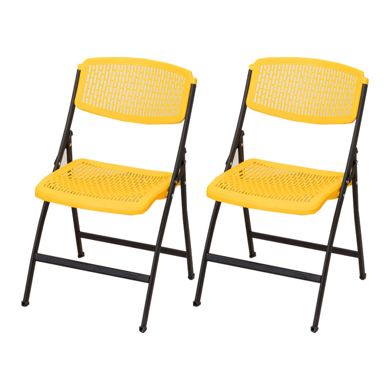 Modern Armless Conference Chair Plastic No Wheels Office Chair Yellow 2 Piece Set Clearhalo 'furn' 'furn_office_chair' 'Furniture' 'Office Chairs' 'Office Furniture' 'office_chair' 5639952