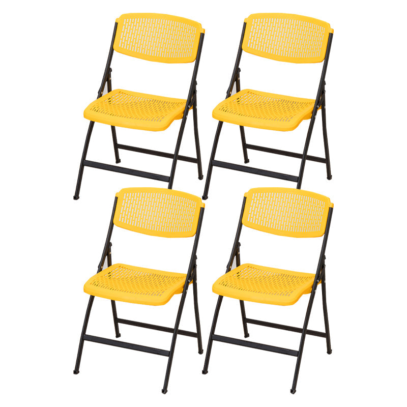 Modern Armless Conference Chair Plastic No Wheels Office Chair Yellow 4 Piece Set Clearhalo 'furn' 'furn_office_chair' 'Furniture' 'Office Chairs' 'Office Furniture' 'office_chair' 5639953