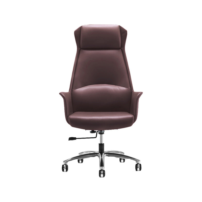 High Back Leather Management Office Chair Executive Swivel Office Chair Coffee 1 Piece Clearhalo 'furn' 'furn_office_chair' 'Furniture' 'Office Chairs' 'Office Furniture' 'office_chair' 5642943