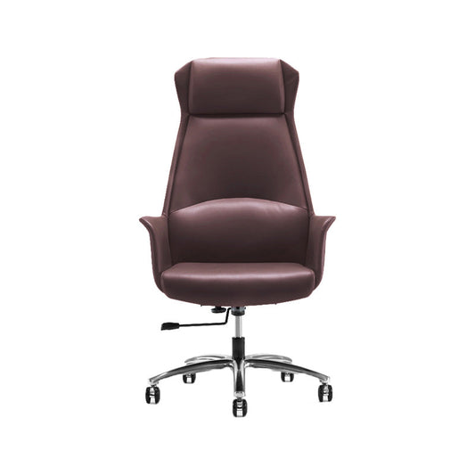 High Back Leather Management Office Chair Executive Swivel Office Chair Coffee 1 Piece