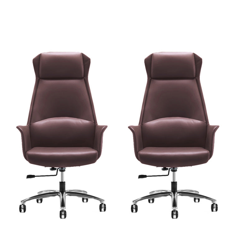 High Back Leather Management Office Chair Executive Swivel Office Chair Coffee 2 Piece Set Clearhalo 'furn' 'furn_office_chair' 'Furniture' 'Office Chairs' 'Office Furniture' 'office_chair' 5642944