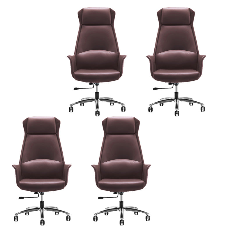 High Back Leather Management Office Chair Executive Swivel Office Chair Coffee 4 Piece Set Clearhalo 'furn' 'furn_office_chair' 'Furniture' 'Office Chairs' 'Office Furniture' 'office_chair' 5642946