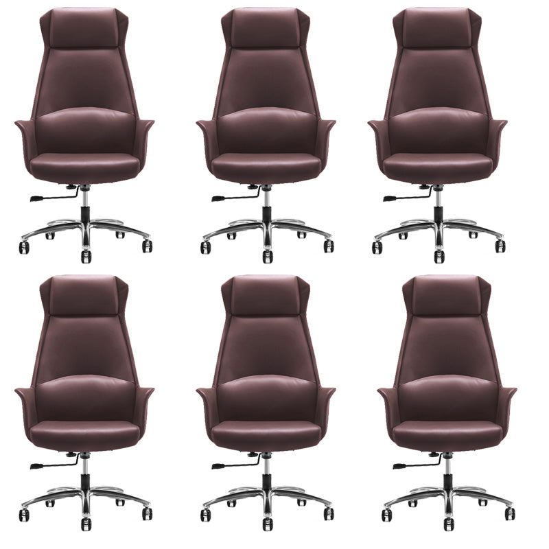 High Back Leather Management Office Chair Executive Swivel Office Chair Coffee 6 Piece Set Clearhalo 'furn' 'furn_office_chair' 'Furniture' 'Office Chairs' 'Office Furniture' 'office_chair' 5642949