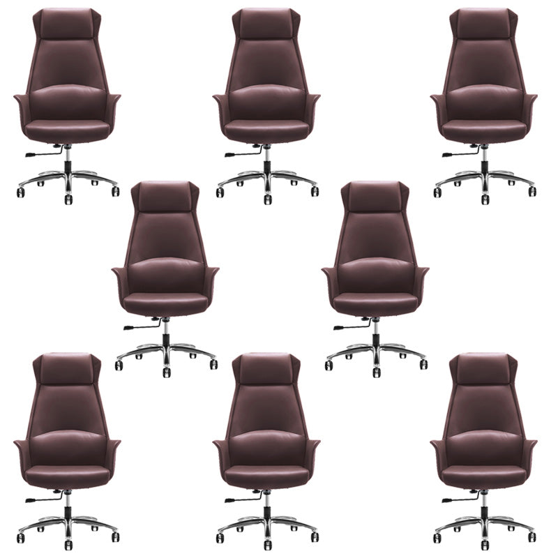 High Back Leather Management Office Chair Executive Swivel Office Chair Coffee 8 Piece Set Clearhalo 'furn' 'furn_office_chair' 'Furniture' 'Office Chairs' 'Office Furniture' 'office_chair' 5642950
