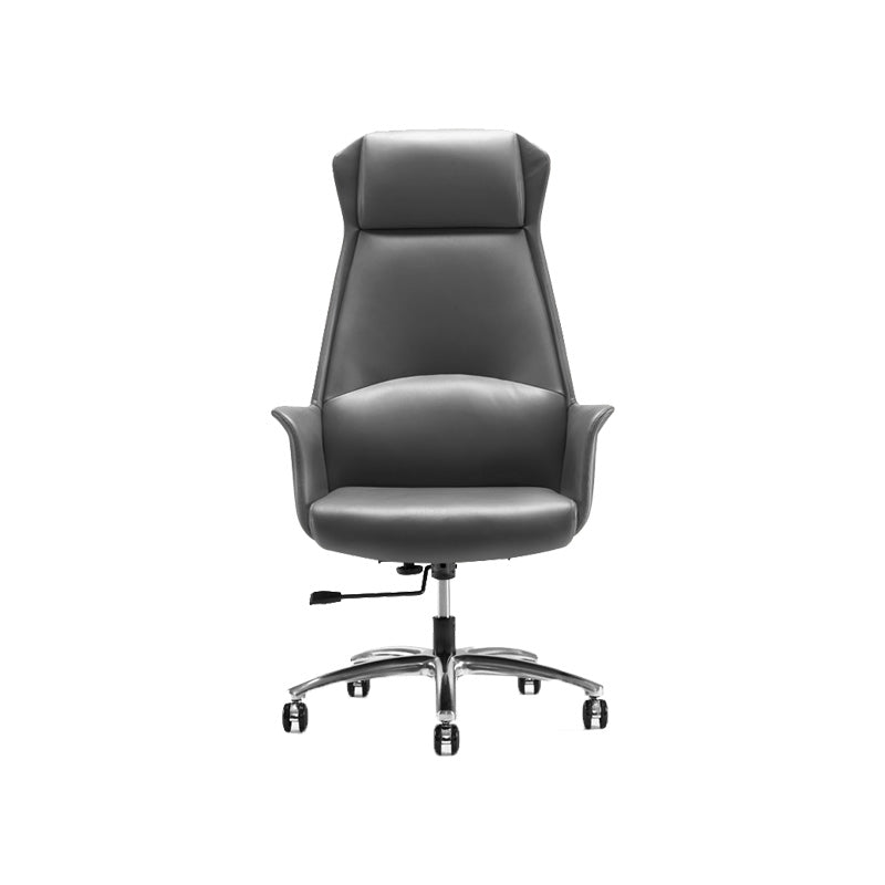 High Back Leather Management Office Chair Executive Swivel Office Chair Light Gray 1 Piece Clearhalo 'furn' 'furn_office_chair' 'Furniture' 'Office Chairs' 'Office Furniture' 'office_chair' 5642952