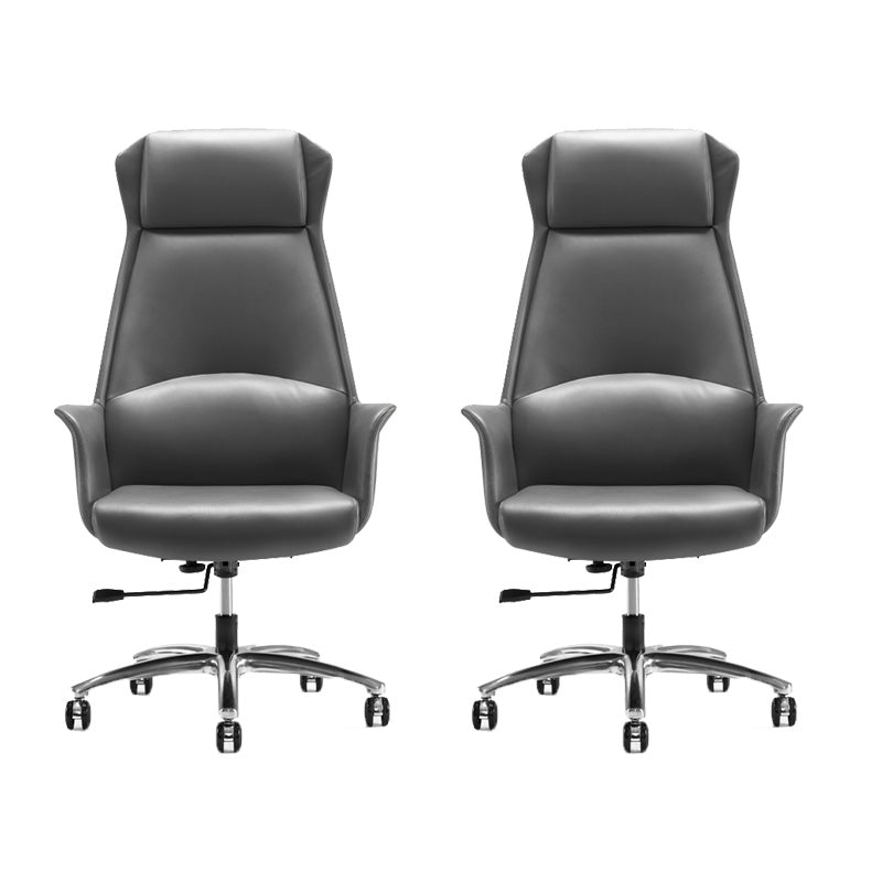 High Back Leather Management Office Chair Executive Swivel Office Chair Light Gray 2 Piece Set Clearhalo 'furn' 'furn_office_chair' 'Furniture' 'Office Chairs' 'Office Furniture' 'office_chair' 5642954