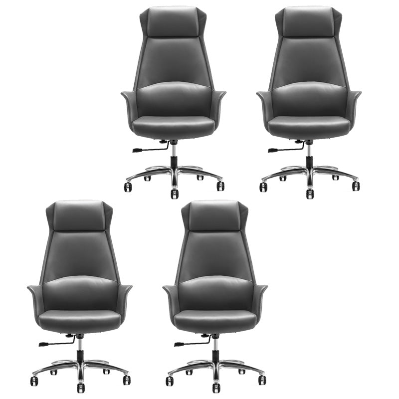High Back Leather Management Office Chair Executive Swivel Office Chair Light Gray 4 Piece Set Clearhalo 'furn' 'furn_office_chair' 'Furniture' 'Office Chairs' 'Office Furniture' 'office_chair' 5642956