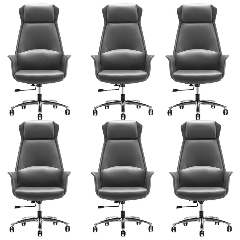 High Back Leather Management Office Chair Executive Swivel Office Chair Light Gray 6 Piece Set Clearhalo 'furn' 'furn_office_chair' 'Furniture' 'Office Chairs' 'Office Furniture' 'office_chair' 5642958