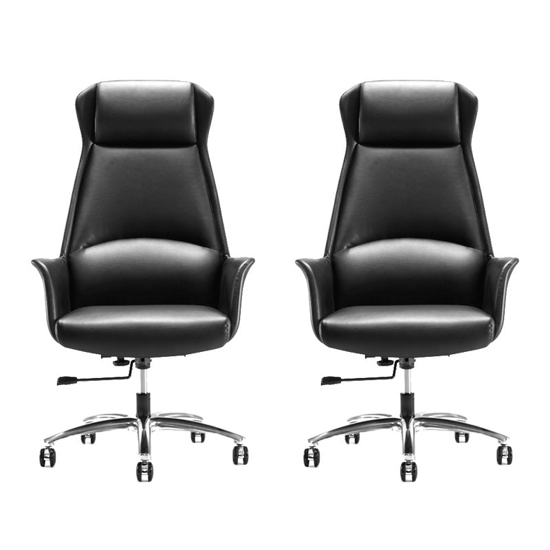 High Back Leather Management Office Chair Executive Swivel Office Chair Black 2 Piece Set Clearhalo 'furn' 'furn_office_chair' 'Furniture' 'Office Chairs' 'Office Furniture' 'office_chair' 5642961