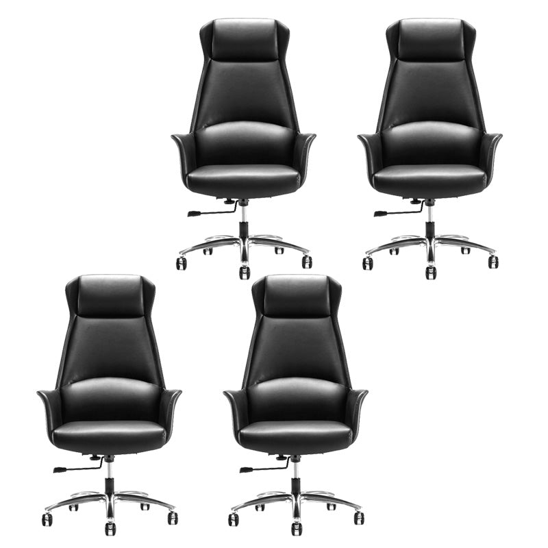 High Back Leather Management Office Chair Executive Swivel Office Chair Black 4 Piece Set Clearhalo 'furn' 'furn_office_chair' 'Furniture' 'Office Chairs' 'Office Furniture' 'office_chair' 5642962