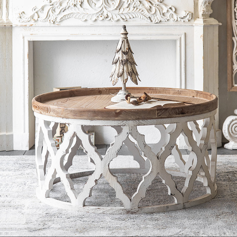 French Country Distressed Coffee Table Wooden Coffee Cocktail Table for Living Room 31.5"L x 31.5"W x 16"H Clearhalo 'Coffee & Accent Tables' 'Coffee Tables' 'coffee_tables' 'furn' 'furn_coffee_tables' 'Furniture' 'Living Room Furniture' 5646970