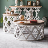 French Country Distressed Coffee Table Wooden Coffee Cocktail Table for Living Room