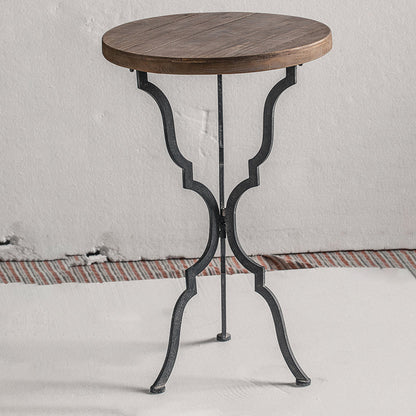 Table basse en bois vieilli de campagne française, Table de Cocktail ronde pour le salon