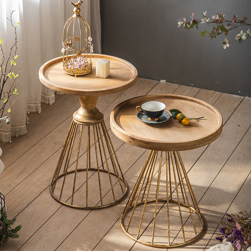 Table basse en bois vieilli de campagne française, Table de Cocktail ronde pour le salon