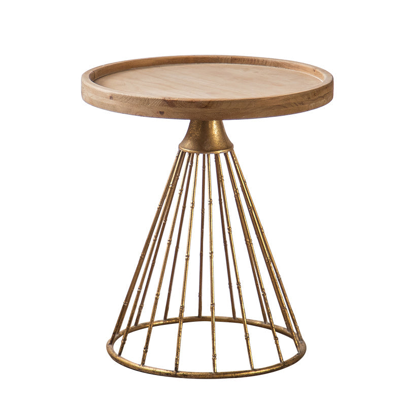 Table basse en bois vieilli de campagne française, Table de Cocktail ronde pour le salon