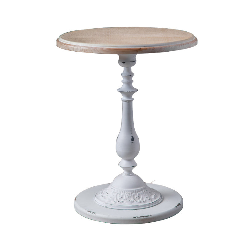 Table basse en bois vieilli de campagne française, Table de Cocktail ronde pour le salon